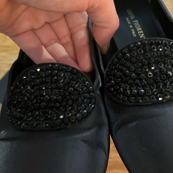 Formal black fabric Silvia Florentina beaded ornament pumps - Picture 12 of 13